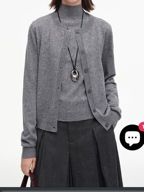 Selfwho Wool Blend Classic Round Neck Knitted Top and Cardigan Set
